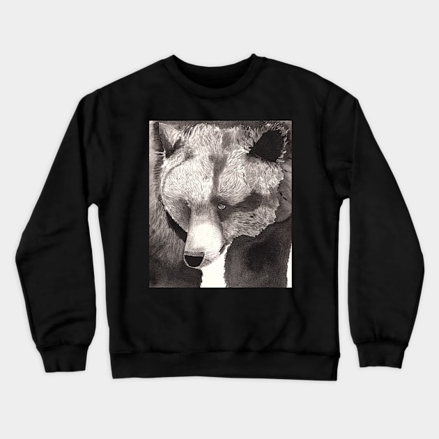 Close up bear in ink Crewneck Sweatshirt by Sandraartist